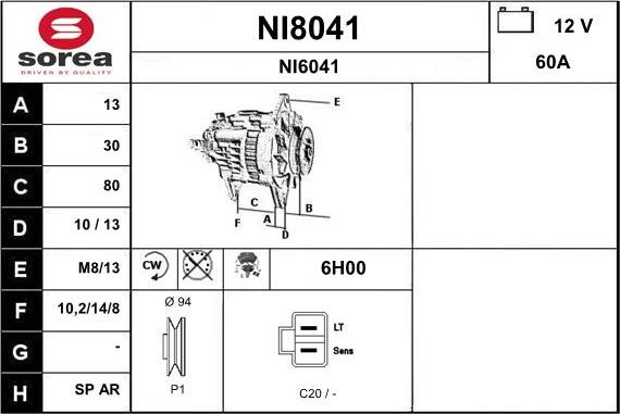 SNRA NI8041 - Генератор avtokuzovplus.com.ua