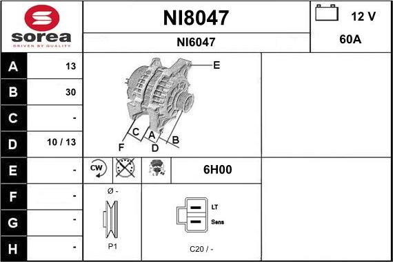 SNRA NI8047 - Генератор avtokuzovplus.com.ua