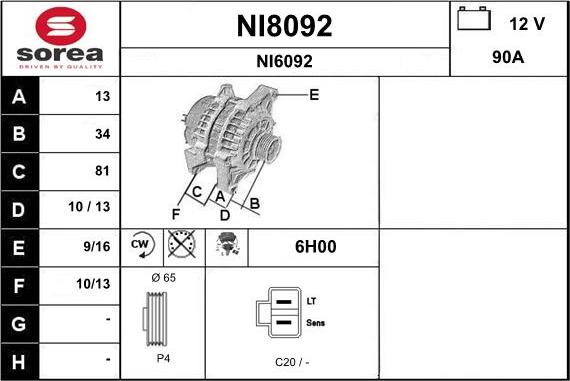 SNRA NI8092 - Генератор autocars.com.ua