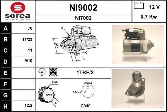 SNRA NI9002 - Стартер autocars.com.ua