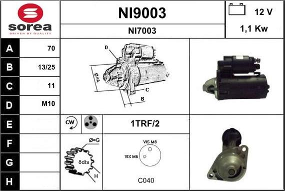 SNRA NI9003 - Стартер autocars.com.ua