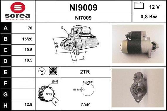 SNRA NI9009 - Стартер autocars.com.ua