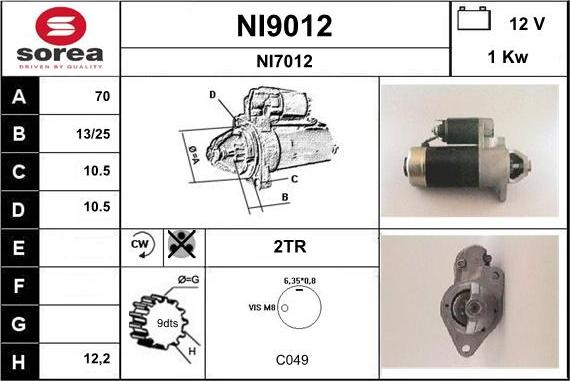 SNRA NI9012 - Стартер autocars.com.ua