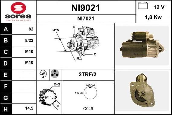 SNRA NI9021 - Стартер avtokuzovplus.com.ua