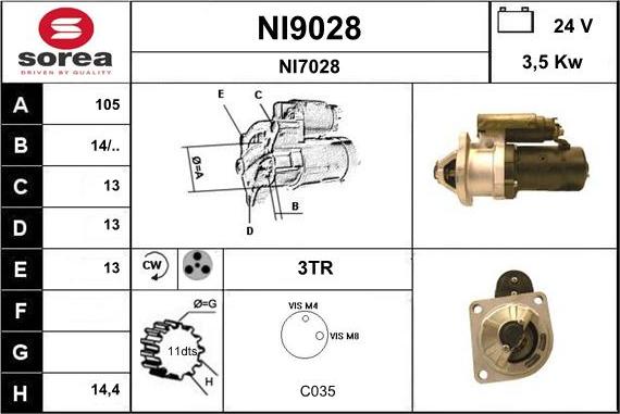 SNRA NI9028 - Стартер autocars.com.ua