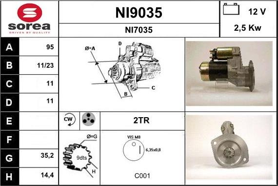 SNRA NI9035 - Стартер autocars.com.ua