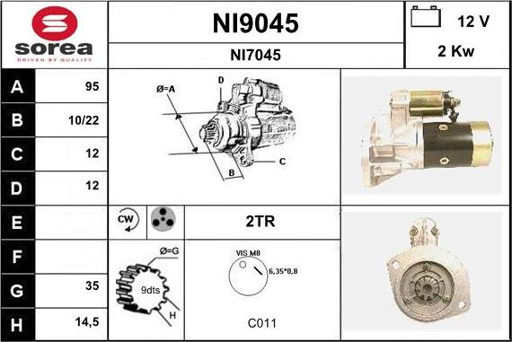 SNRA NI9045 - Стартер avtokuzovplus.com.ua