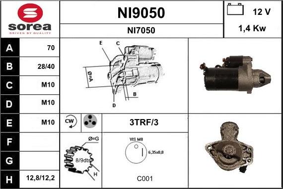 SNRA NI9050 - Стартер autocars.com.ua