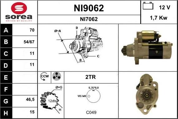 SNRA NI9062 - Стартер autocars.com.ua