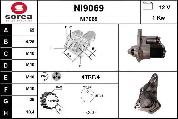 SNRA NI9069 - Стартер autocars.com.ua