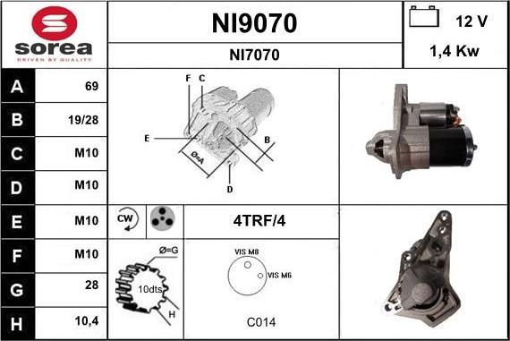 SNRA NI9070 - Стартер autocars.com.ua