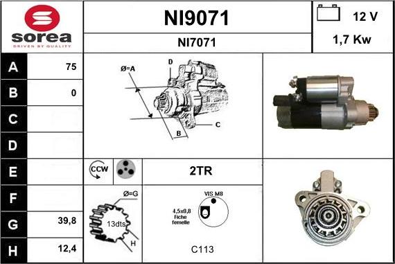 SNRA NI9071 - Стартер autocars.com.ua