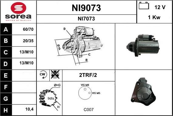 SNRA NI9073 - Стартер avtokuzovplus.com.ua