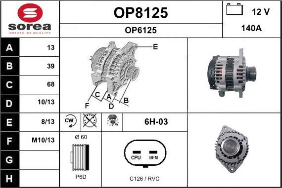 SNRA OP8125 - Генератор avtokuzovplus.com.ua