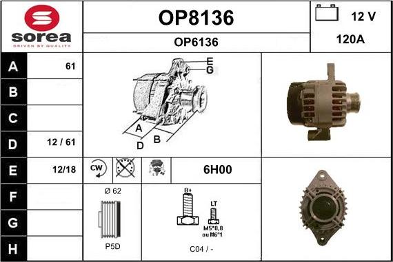 SNRA OP8136 - Генератор autocars.com.ua