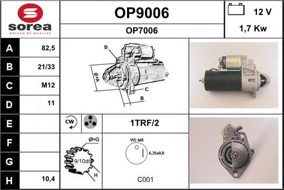 SNRA OP9006 - Стартер autocars.com.ua