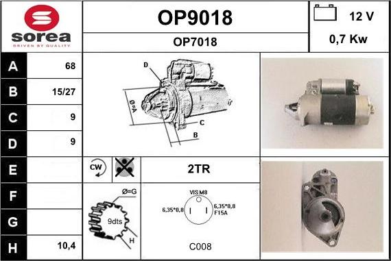 SNRA OP9018 - Стартер autocars.com.ua