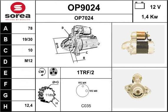 SNRA OP9024 - Стартер autocars.com.ua