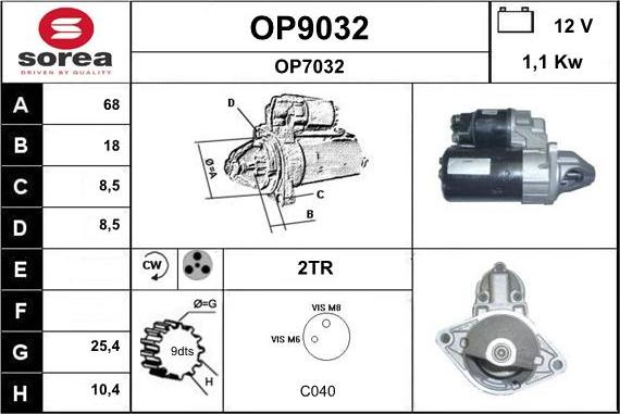 SNRA OP9032 - Стартер autocars.com.ua