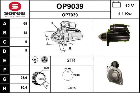 SNRA OP9039 - Стартер autocars.com.ua