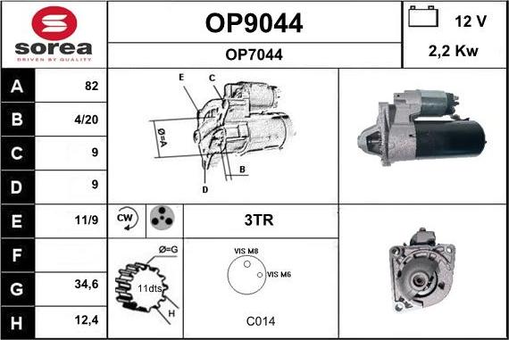 SNRA OP9044 - Стартер autocars.com.ua