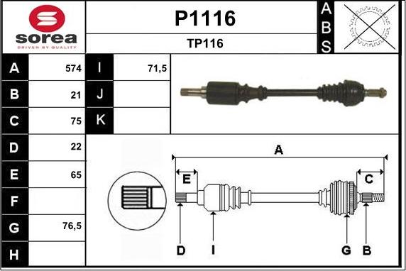 SNRA P1116 - Приводной вал autodnr.net