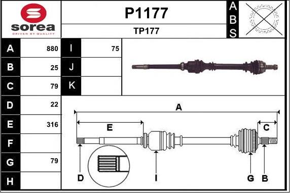 SNRA P1177 - Приводной вал avtokuzovplus.com.ua