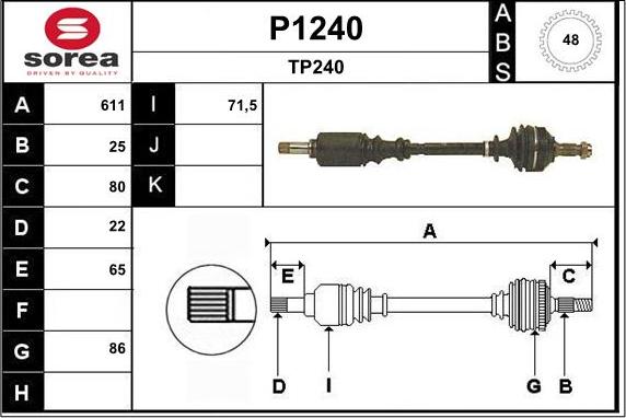 SNRA P1240 - Приводной вал avtokuzovplus.com.ua