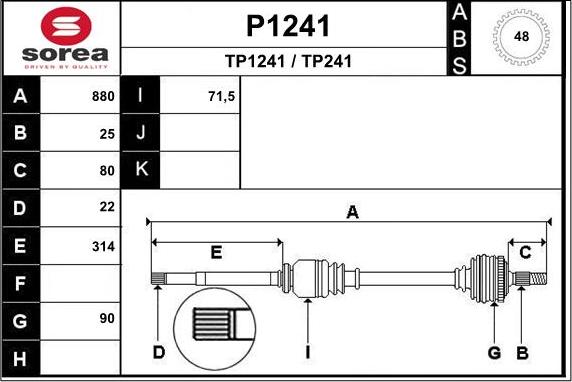 SNRA P1241 - Приводной вал avtokuzovplus.com.ua