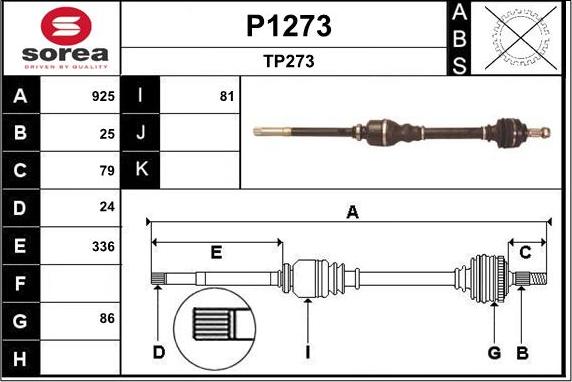 SNRA P1273 - Приводной вал avtokuzovplus.com.ua