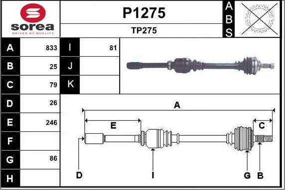 SNRA P1275 - Приводной вал avtokuzovplus.com.ua