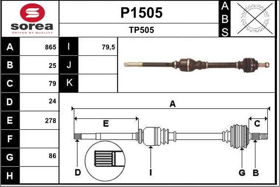 SNRA P1505 - Приводной вал avtokuzovplus.com.ua