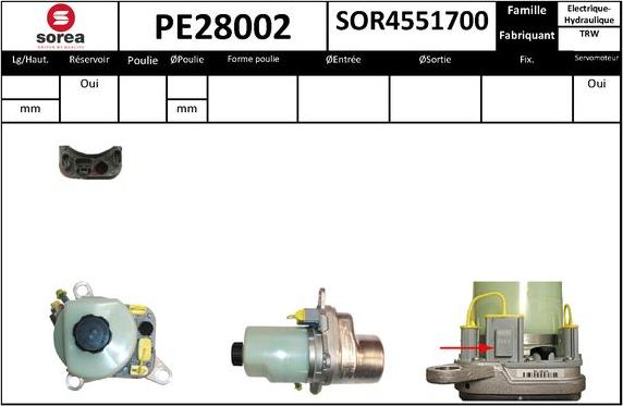 SNRA PE28002 - Гидравлический насос, рулевое управление, ГУР avtokuzovplus.com.ua