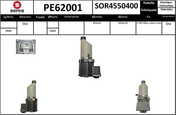 SNRA PE62001 - Гидравлический насос, рулевое управление, ГУР autodnr.net