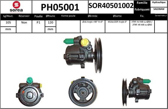 SNRA PH05001 - Гидравлический насос, рулевое управление, ГУР avtokuzovplus.com.ua