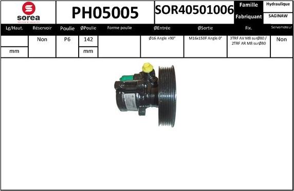 SNRA PH05005 - Гидравлический насос, рулевое управление, ГУР avtokuzovplus.com.ua