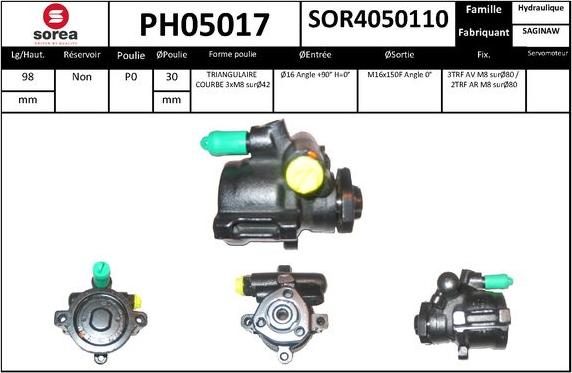 SNRA PH05017 - Гидравлический насос, рулевое управление, ГУР autodnr.net