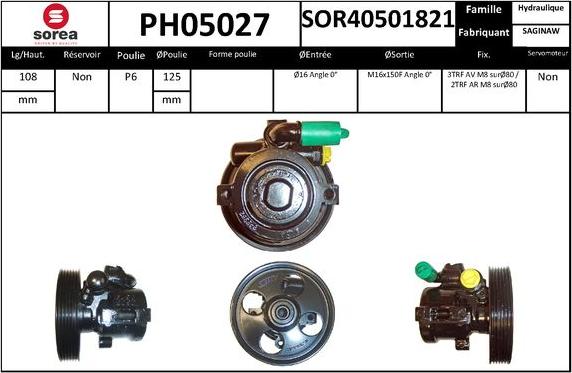 SNRA PH05027 - Гидравлический насос, рулевое управление, ГУР autodnr.net