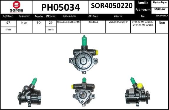 SNRA PH05034 - Гидравлический насос, рулевое управление, ГУР autodnr.net