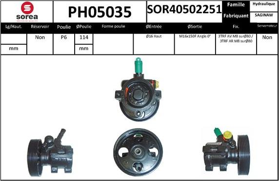 SNRA PH05035 - Гидравлический насос, рулевое управление, ГУР autodnr.net