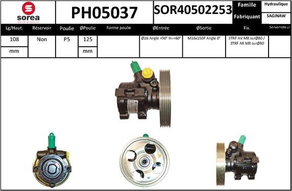 SNRA PH05037 - Гидравлический насос, рулевое управление, ГУР autodnr.net