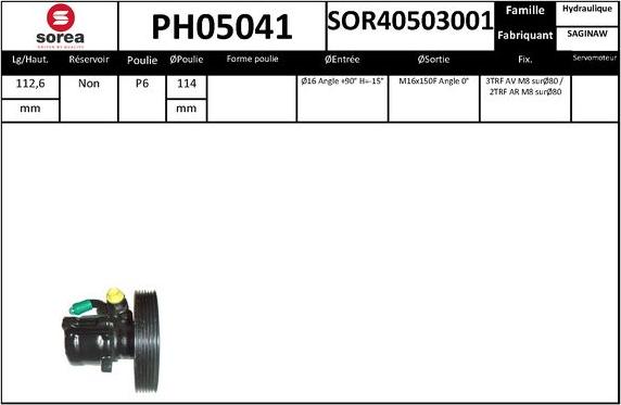 SNRA PH05041 - Гидравлический насос, рулевое управление, ГУР autodnr.net