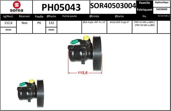 SNRA PH05043 - Гидравлический насос, рулевое управление, ГУР autodnr.net