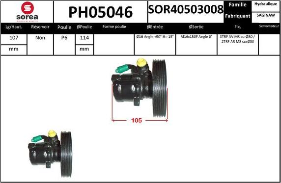 SNRA PH05046 - Гидравлический насос, рулевое управление, ГУР autodnr.net