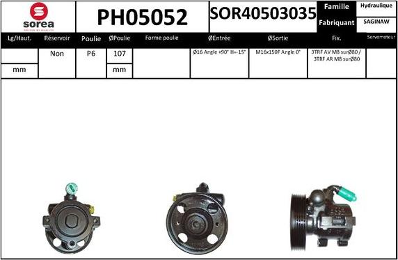 SNRA PH05052 - Гідравлічний насос, рульове управління, ГУР autocars.com.ua