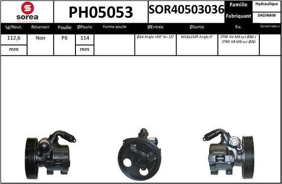 SNRA PH05053 - Гидравлический насос, рулевое управление, ГУР autodnr.net