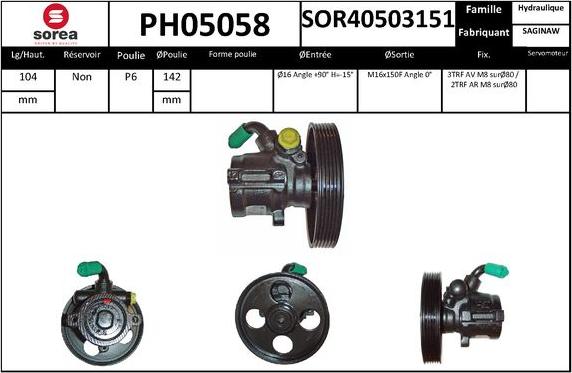 SNRA PH05058 - Гидравлический насос, рулевое управление, ГУР autodnr.net