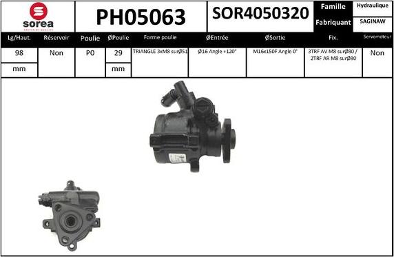 SNRA PH05063 - Гидравлический насос, рулевое управление, ГУР autodnr.net