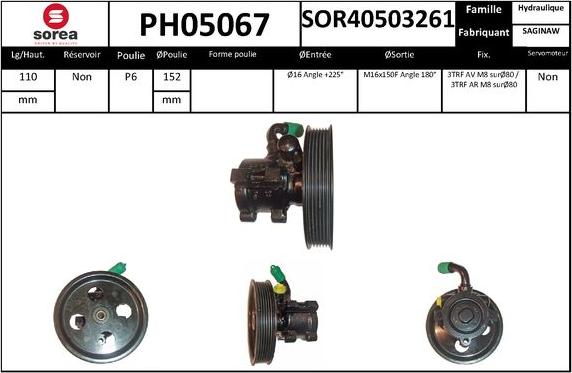 SNRA PH05067 - Гідравлічний насос, рульове управління, ГУР autocars.com.ua