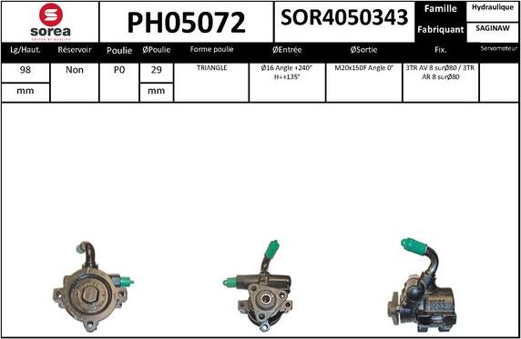 SNRA PH05072 - Гідравлічний насос, рульове управління, ГУР autocars.com.ua